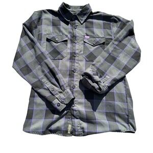 Dixxon Flannel Co The Gift Black Purple Plaid D-Tech Shirt Mens Medium M